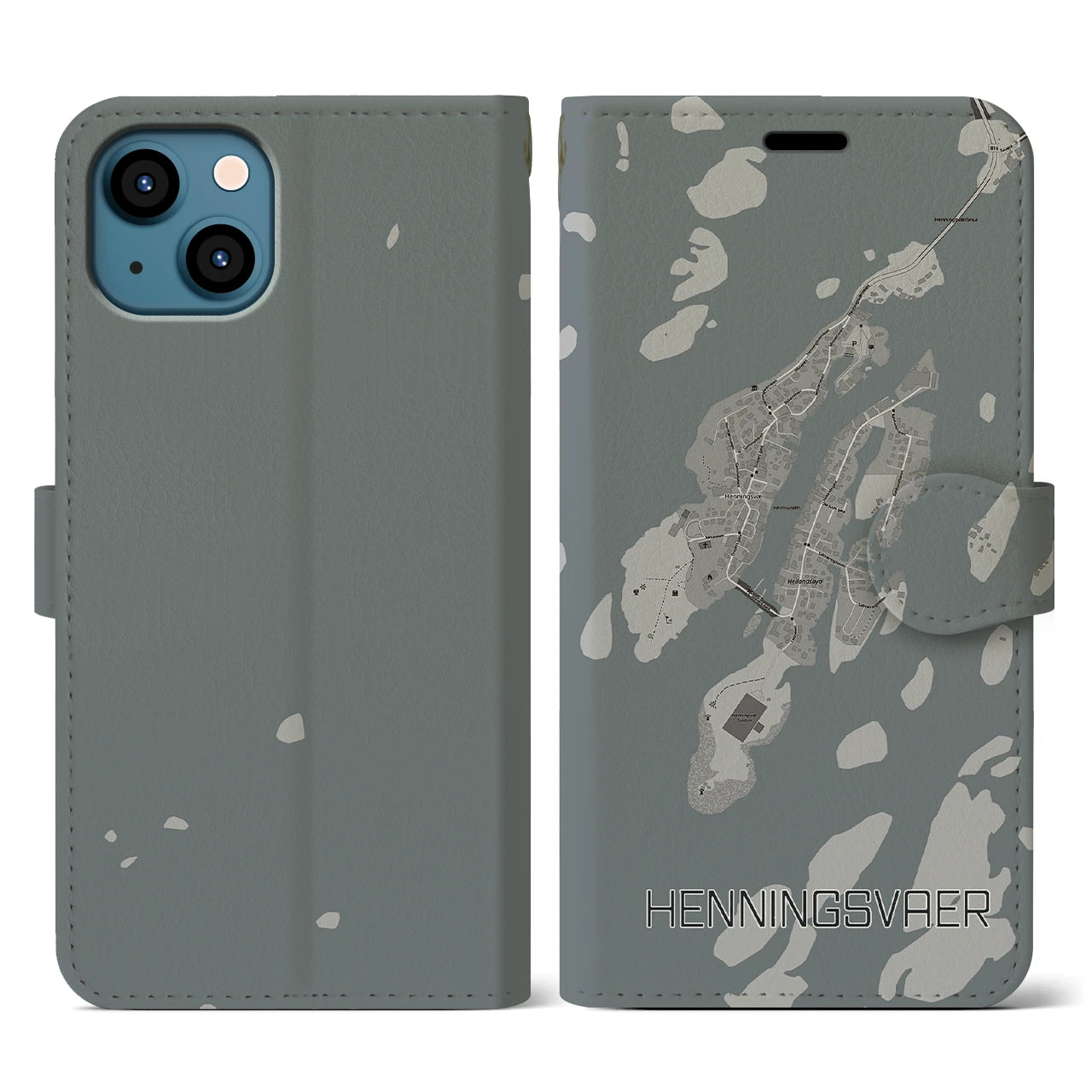 【ヘニングスヴァール(ノルウェー)】地図柄iPhoneケース(手帳タイプ)