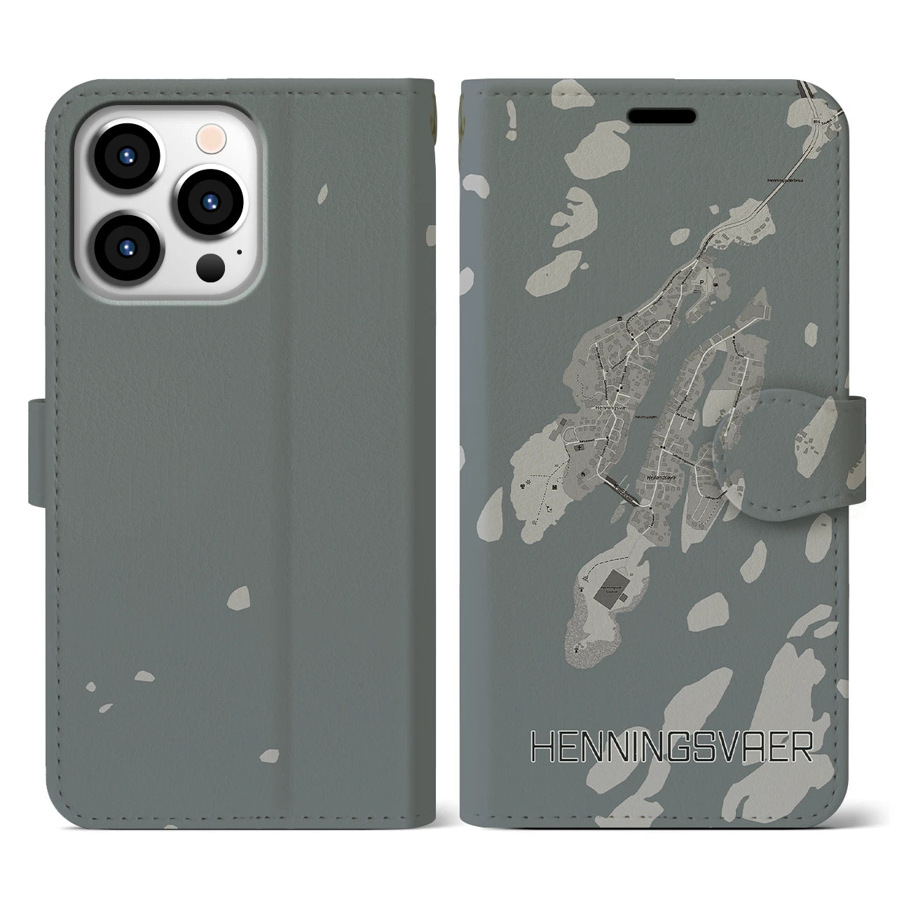 【ヘニングスヴァール(ノルウェー)】地図柄iPhoneケース(手帳タイプ)