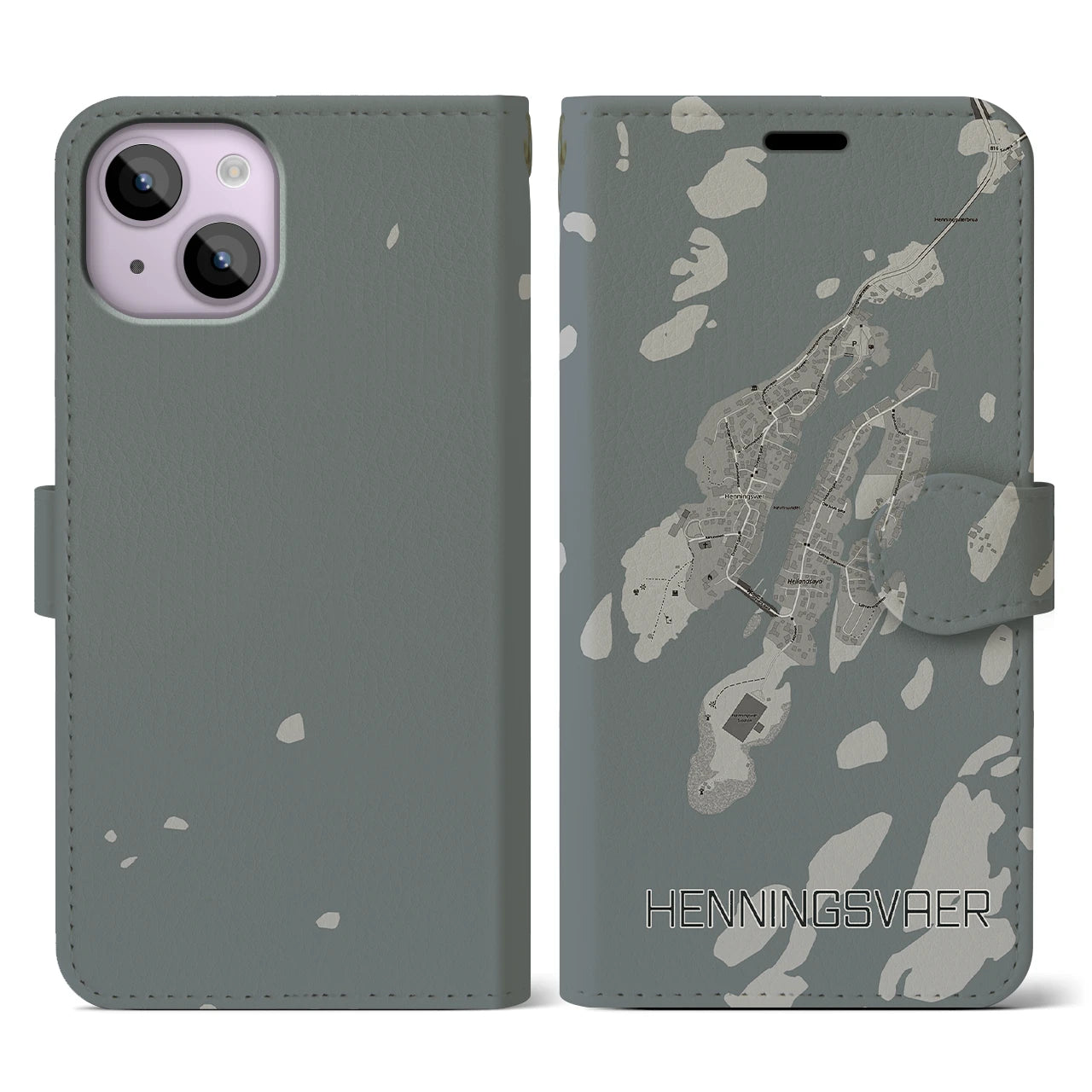 【ヘニングスヴァール(ノルウェー)】地図柄iPhoneケース(手帳タイプ)