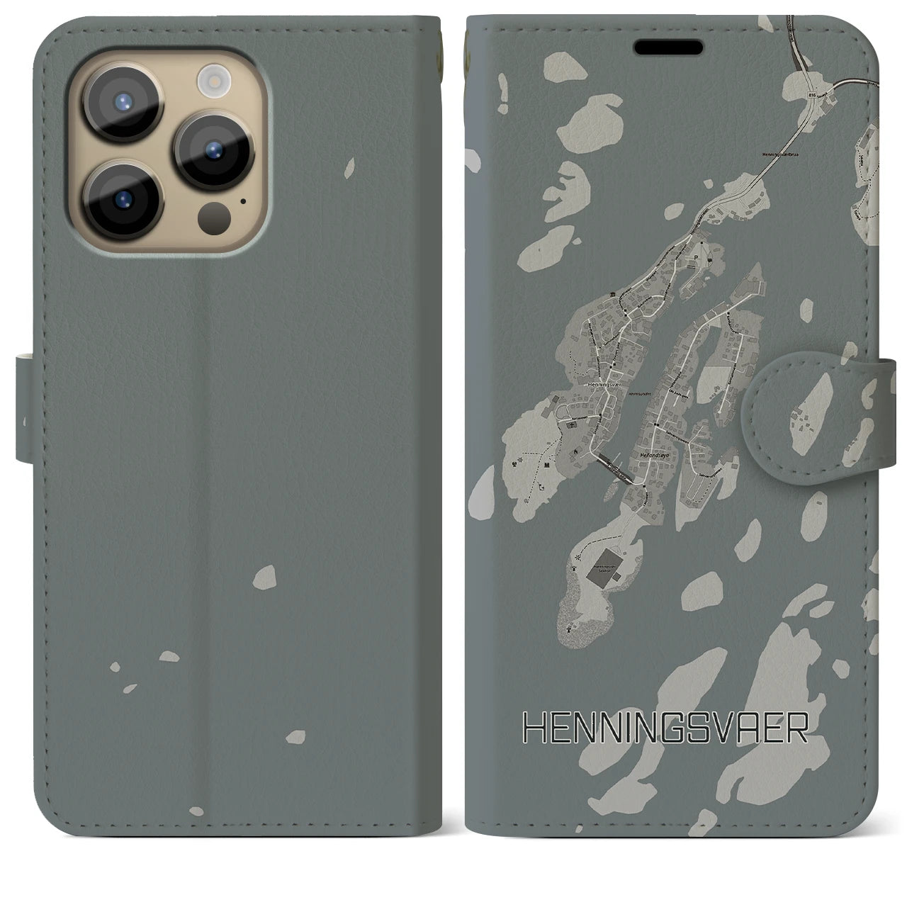 【ヘニングスヴァール(ノルウェー)】地図柄iPhoneケース(手帳タイプ)