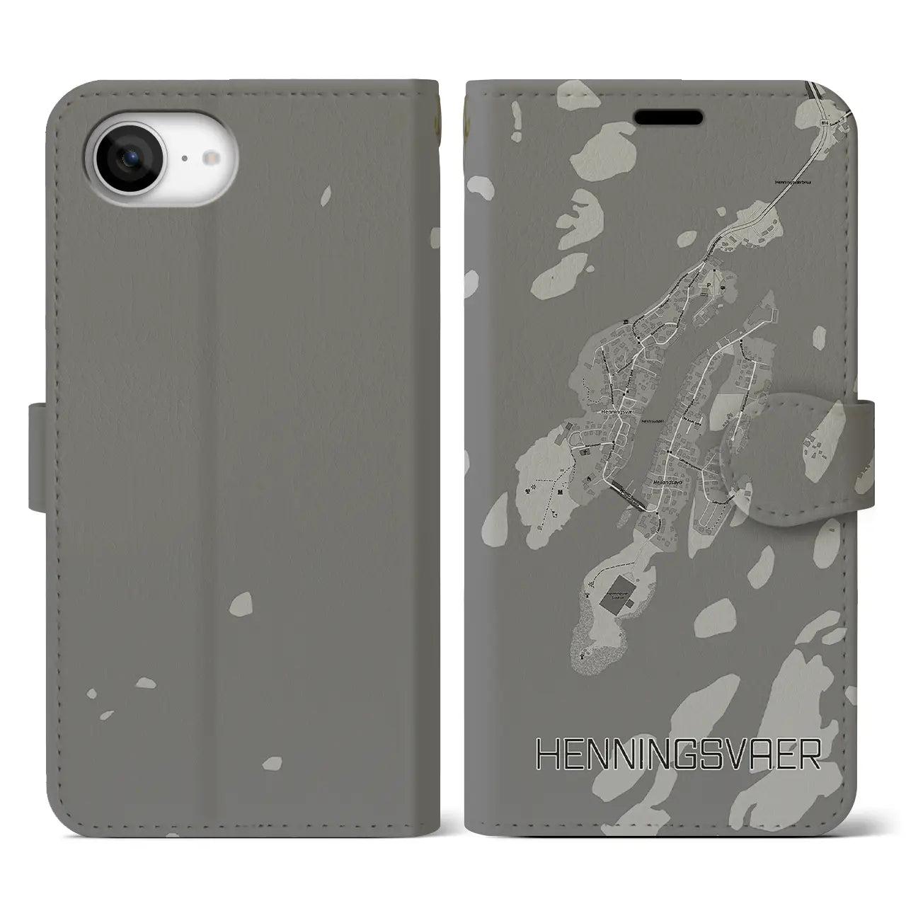 【ヘニングスヴァール(ノルウェー)】地図柄iPhoneケース(手帳タイプ)
