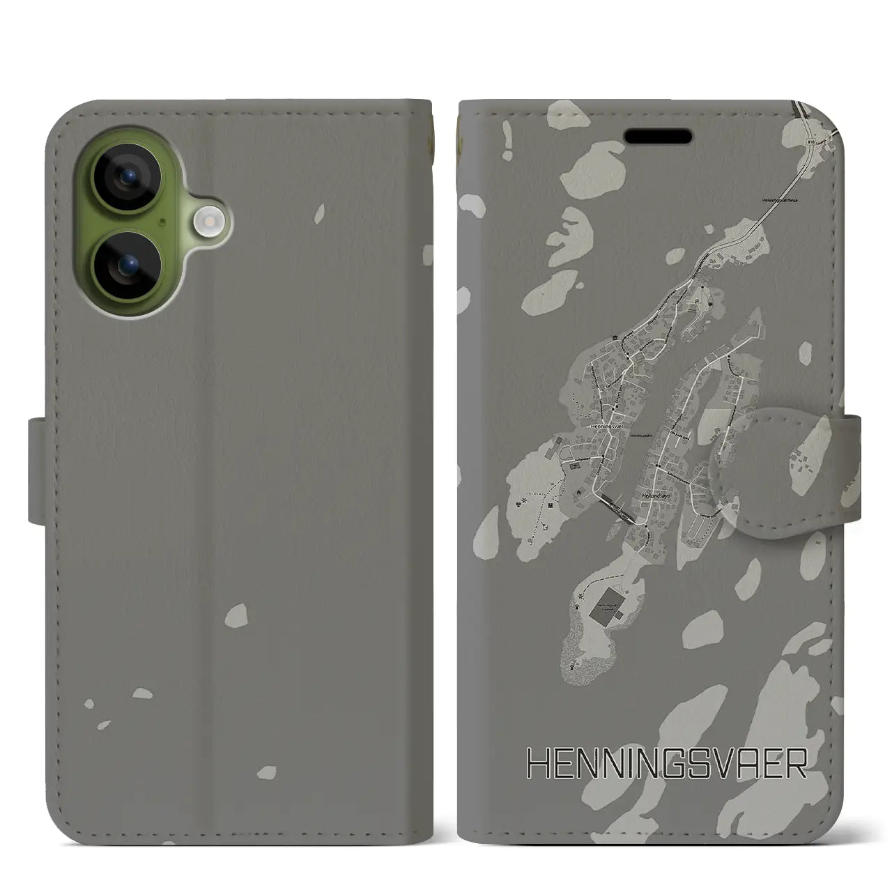 【ヘニングスヴァール(ノルウェー)】地図柄iPhoneケース(手帳タイプ)
