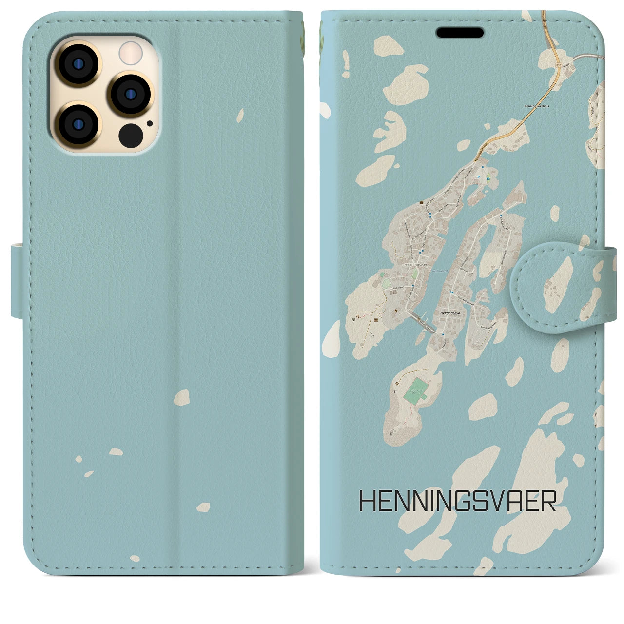 【ヘニングスヴァール(ノルウェー)】地図柄iPhoneケース(手帳タイプ)ナチュラル・iPhone 12 Pro Max 用