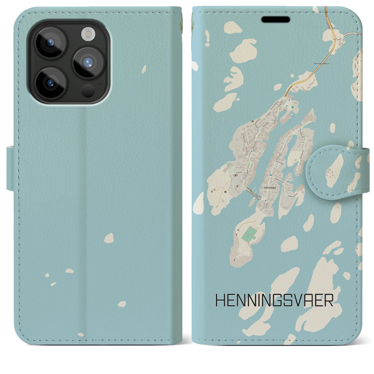 【ヘニングスヴァール(ノルウェー)】地図柄iPhoneケース(手帳タイプ)ナチュラル・iPhone 15 Pro Max 用