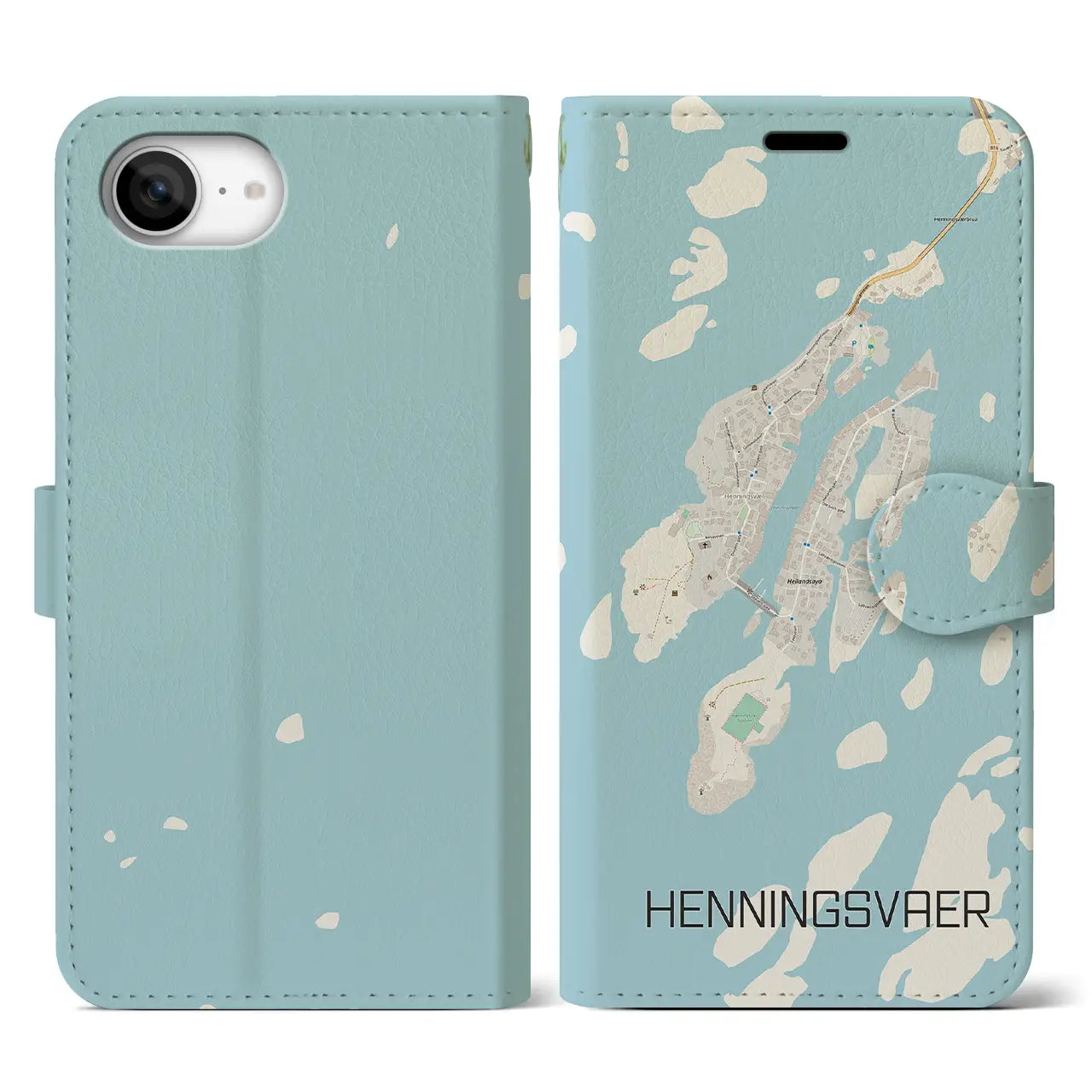 【ヘニングスヴァール(ノルウェー)】地図柄iPhoneケース(手帳タイプ)