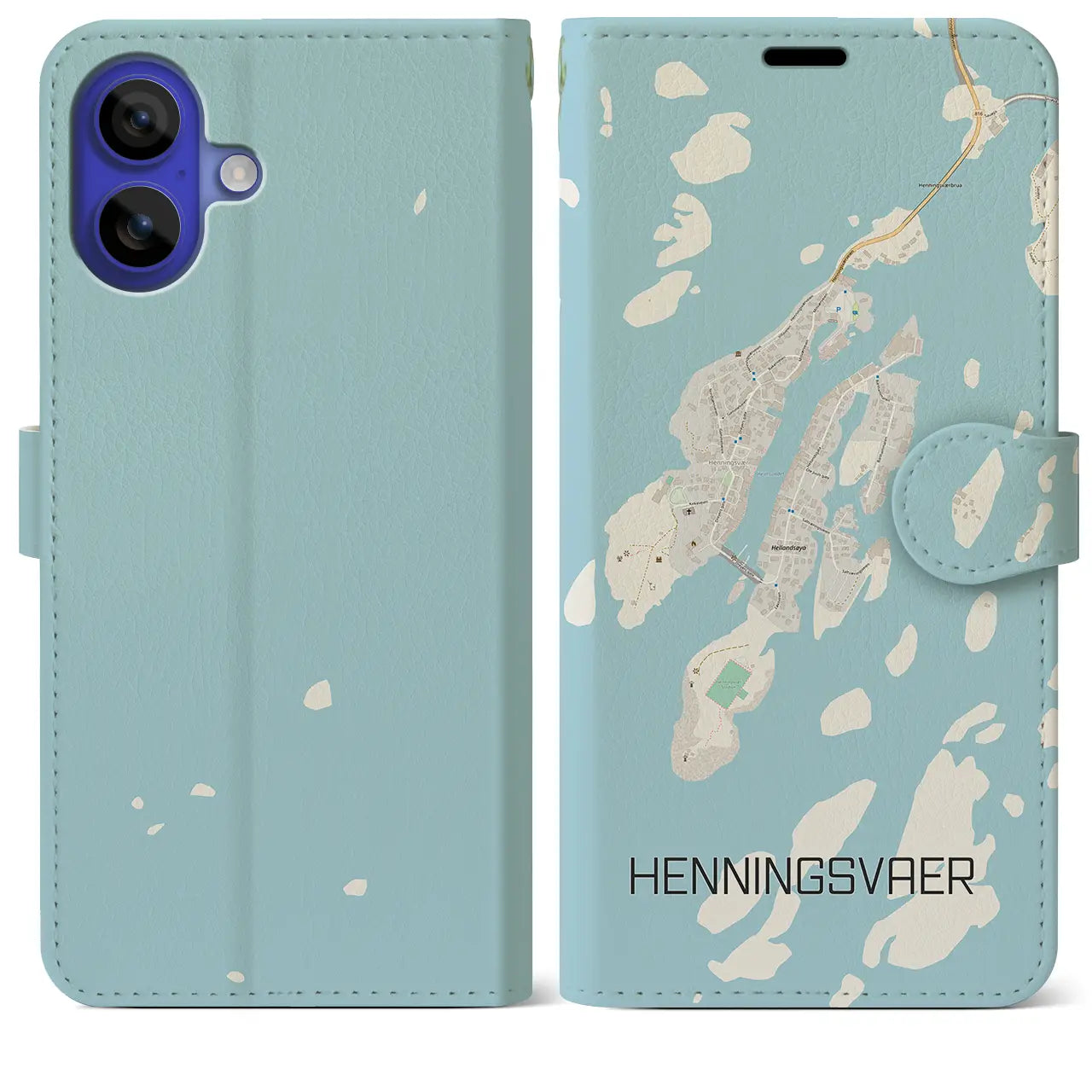 【ヘニングスヴァール(ノルウェー)】地図柄iPhoneケース(手帳タイプ)ナチュラル・iPhone 16 Pro Max 用