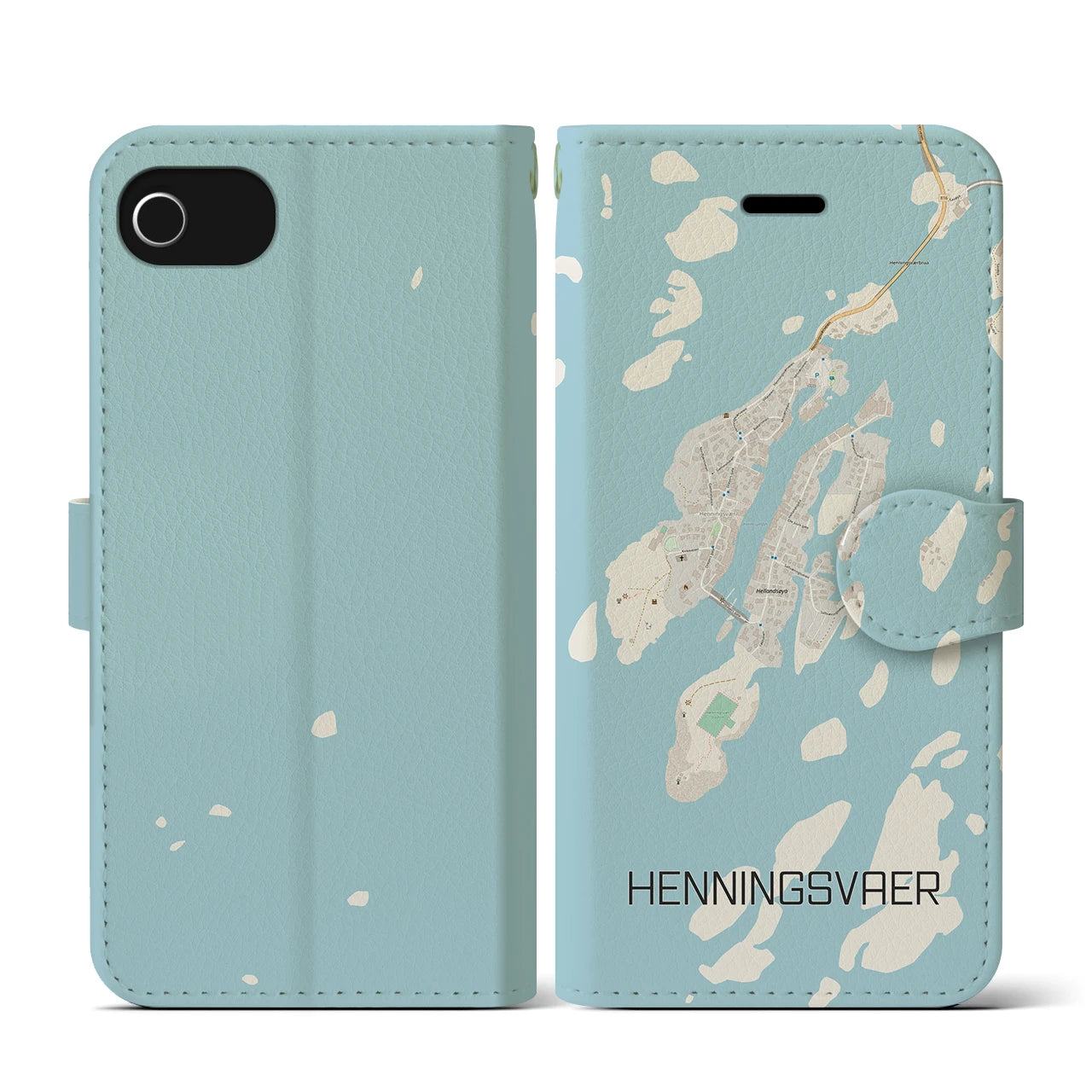 【ヘニングスヴァール(ノルウェー)】地図柄iPhoneケース(手帳タイプ)ナチュラル・iPhone SE(第3 / 第2世代) / 8 / 7 / 6s / 6 用