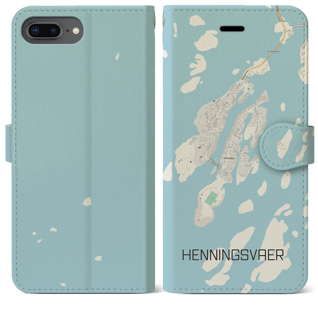 【ヘニングスヴァール(ノルウェー)】地図柄iPhoneケース(手帳タイプ)ナチュラル・iPhone 8Plus /7Plus / 6sPlus / 6Plus 用