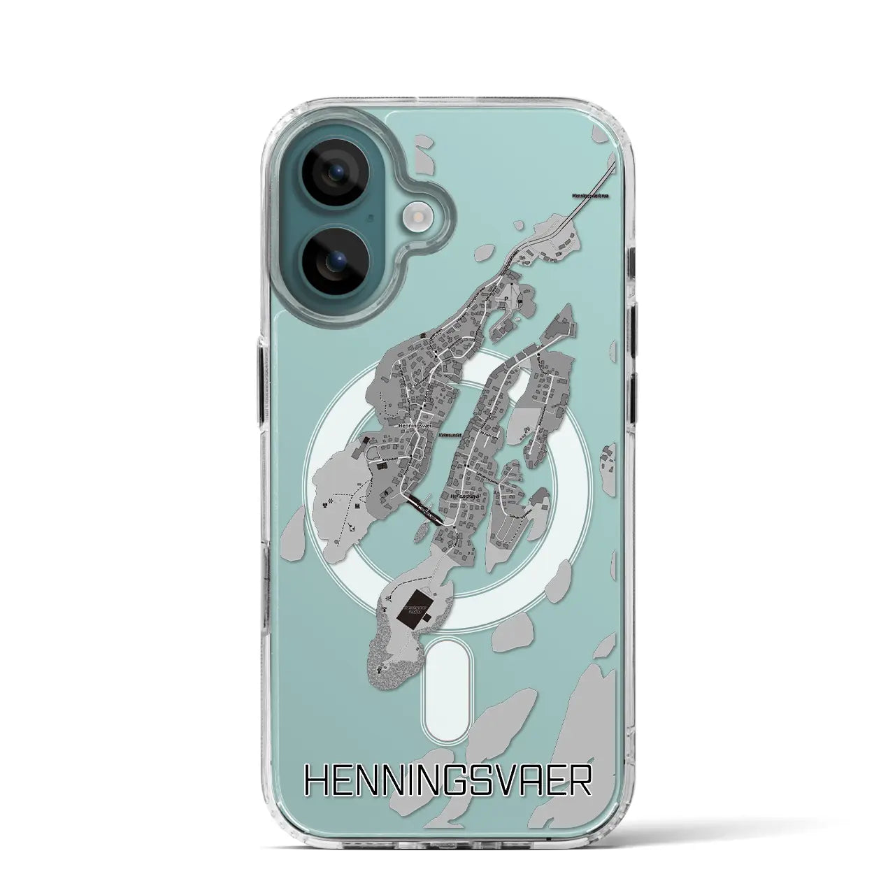 【ヘニングスヴァール(ノルウェー)】地図柄iPhoneケース(MagSafeタイプ)モノトーン・iPhone 16 Pro 用