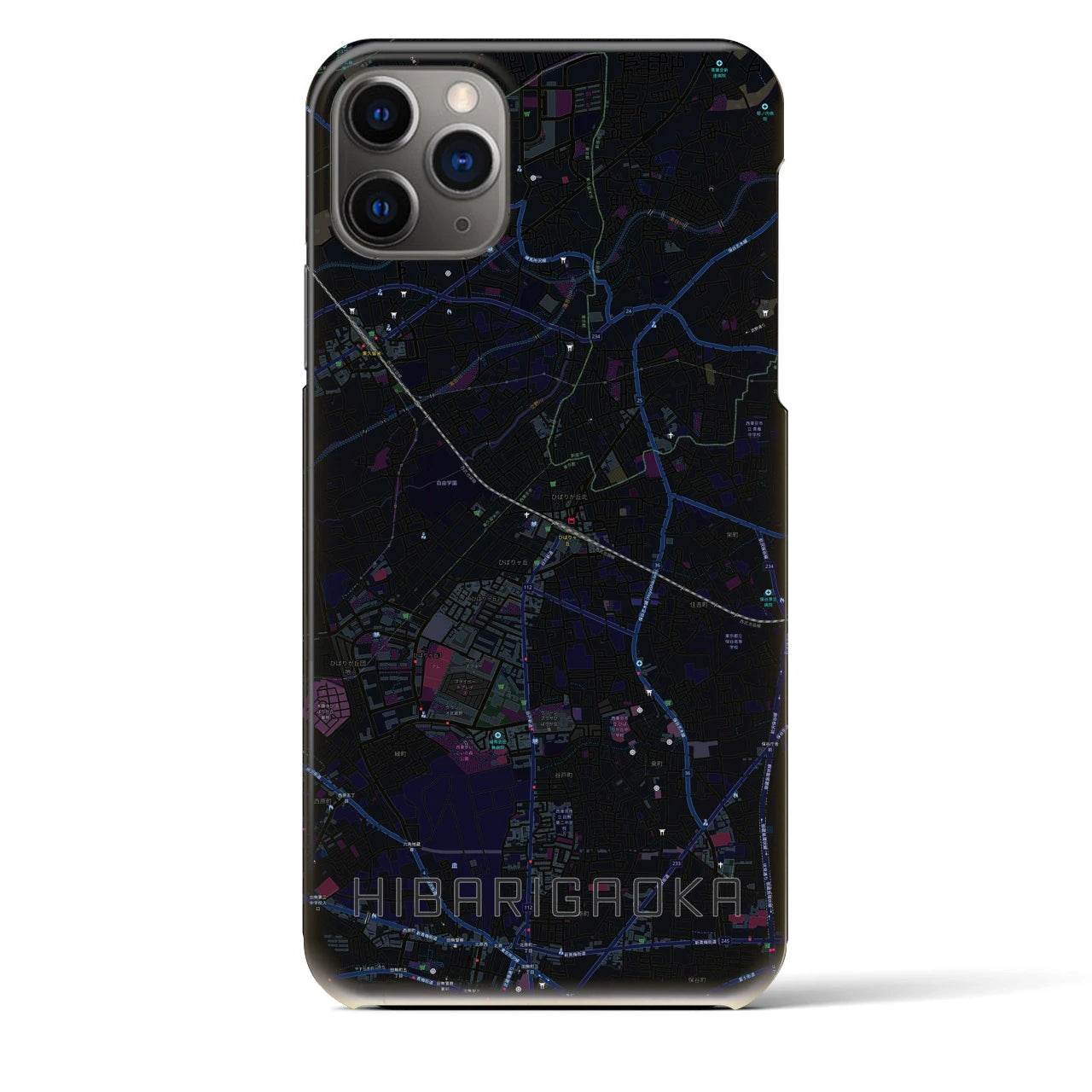 【ひばりヶ丘(東京都)】地図柄iPhoneケース(バックカバータイプ)