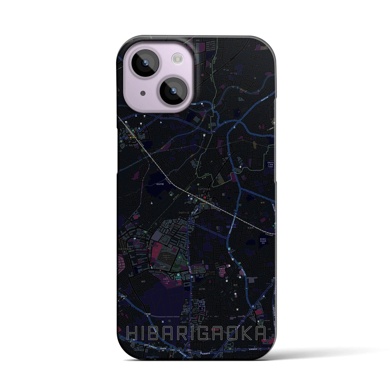 【ひばりヶ丘(東京都)】地図柄iPhoneケース(バックカバータイプ)