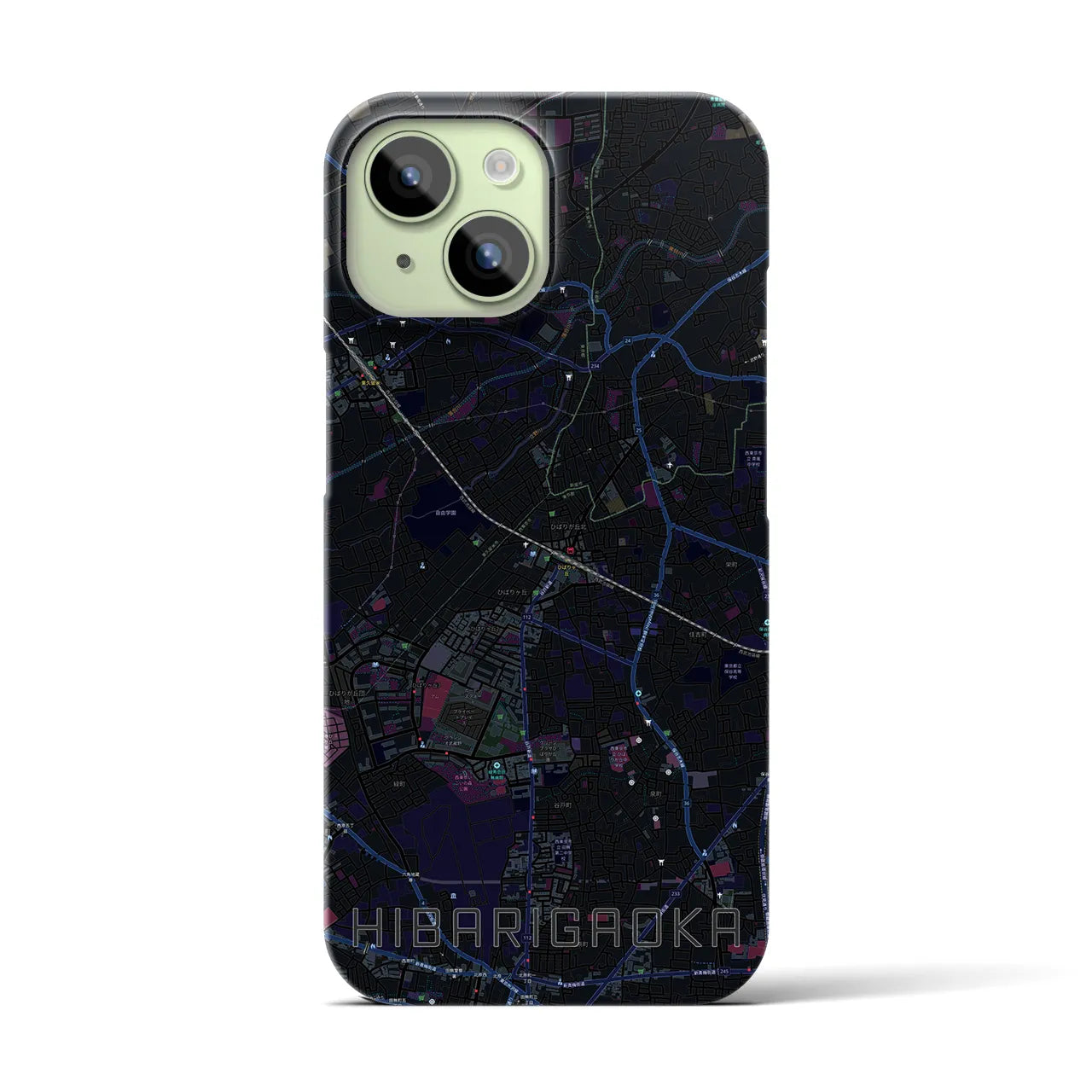 【ひばりヶ丘(東京都)】地図柄iPhoneケース(バックカバータイプ)