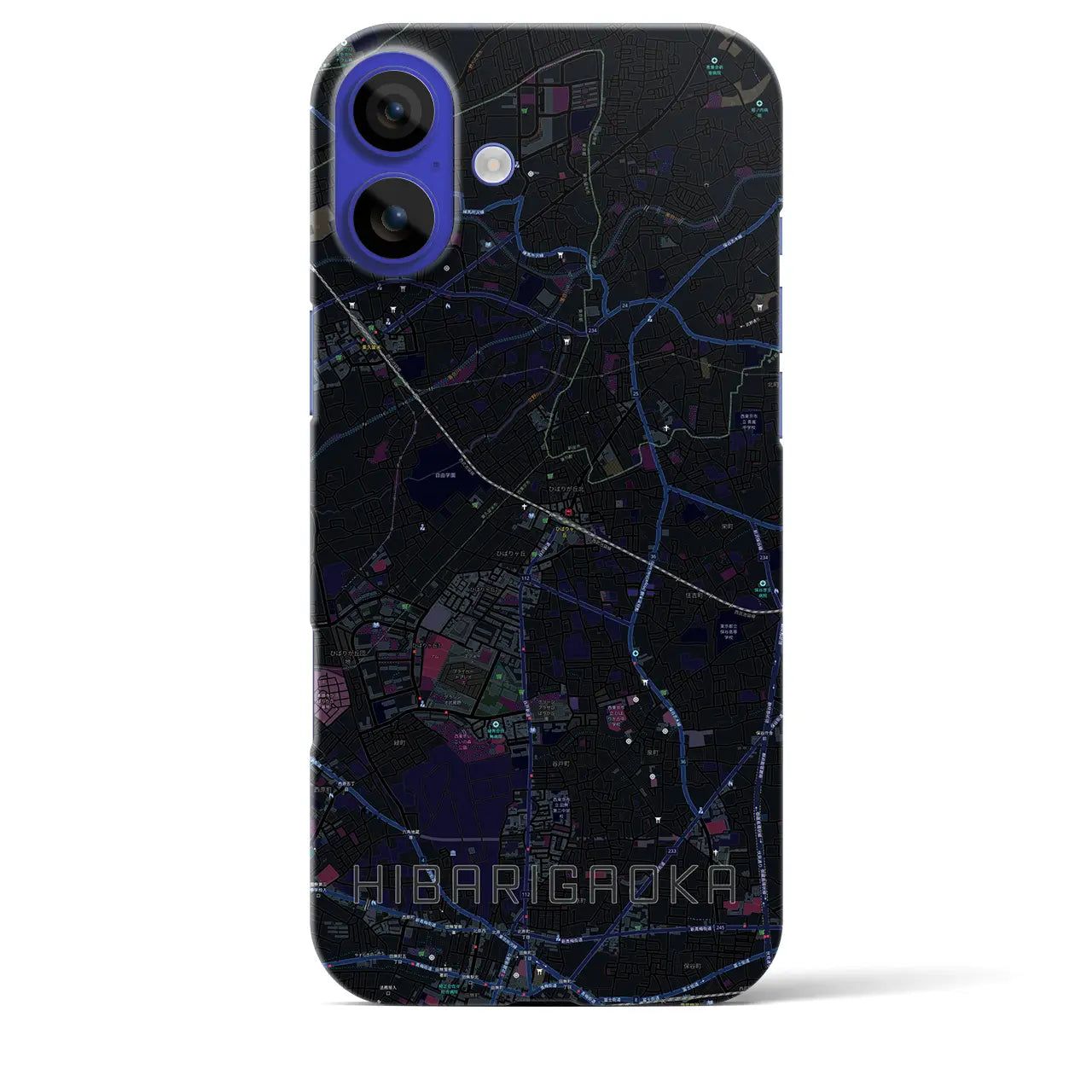 【ひばりヶ丘(東京都)】地図柄iPhoneケース(バックカバータイプ)