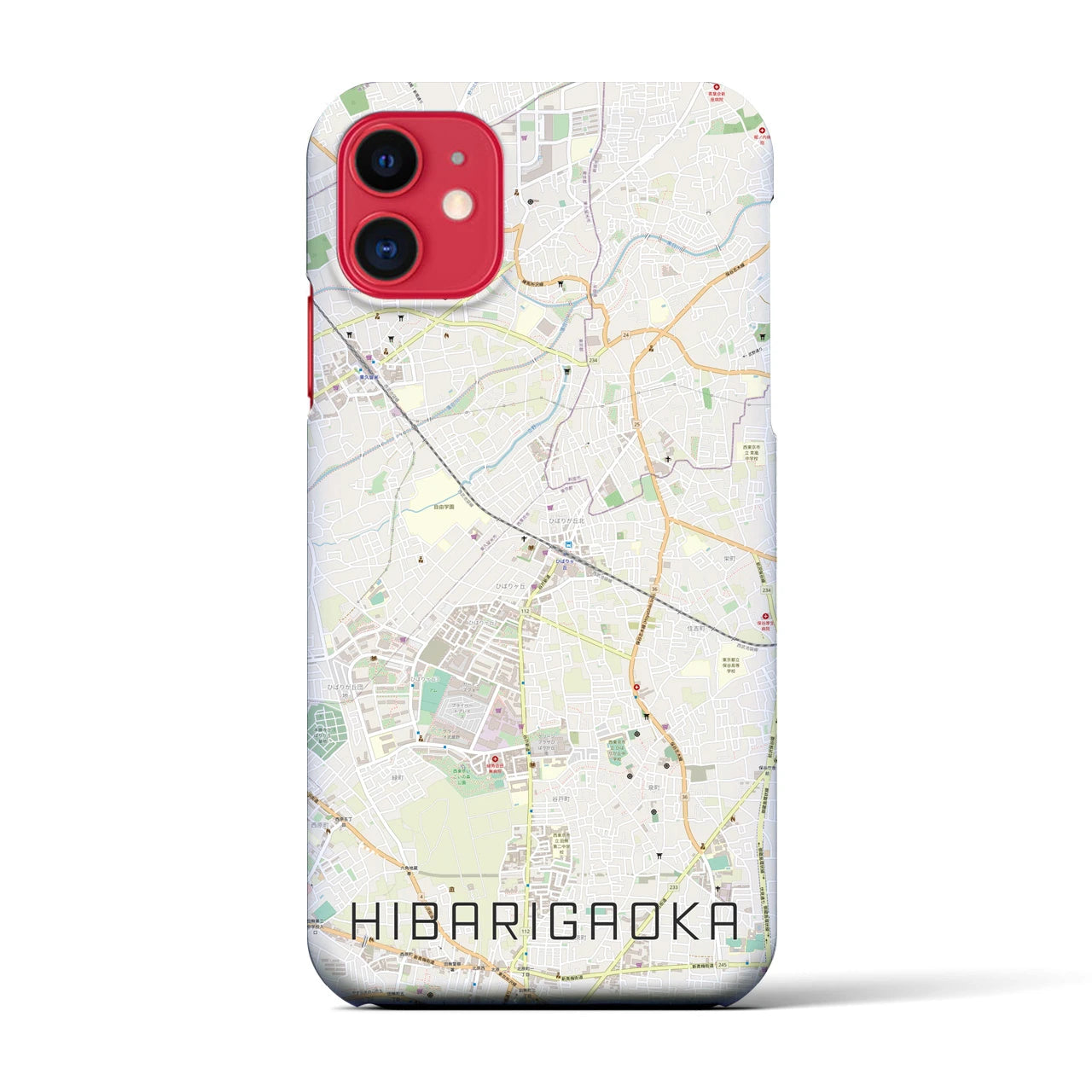 【ひばりヶ丘(東京都)】地図柄iPhoneケース(バックカバータイプ)