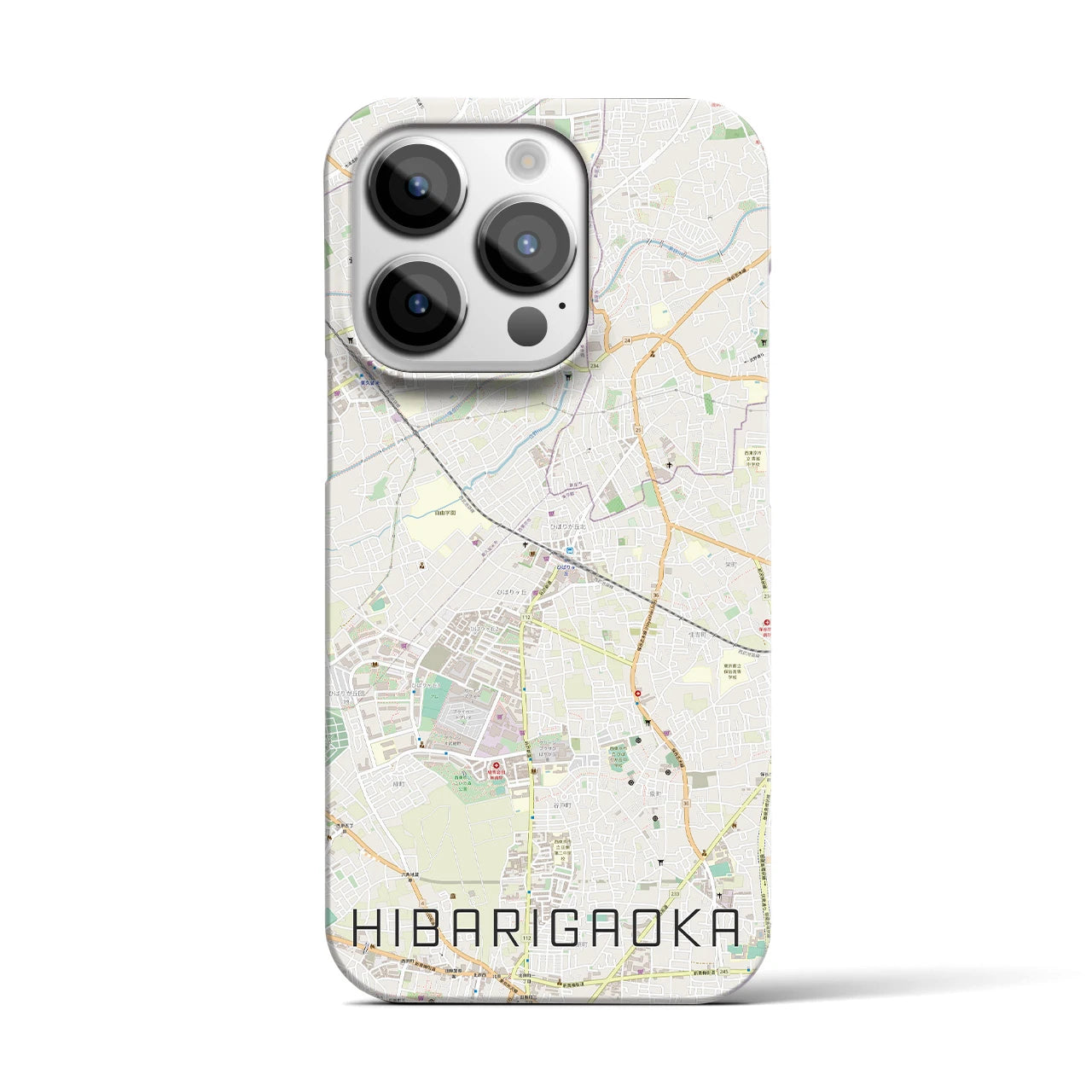 【ひばりヶ丘(東京都)】地図柄iPhoneケース(バックカバータイプ)