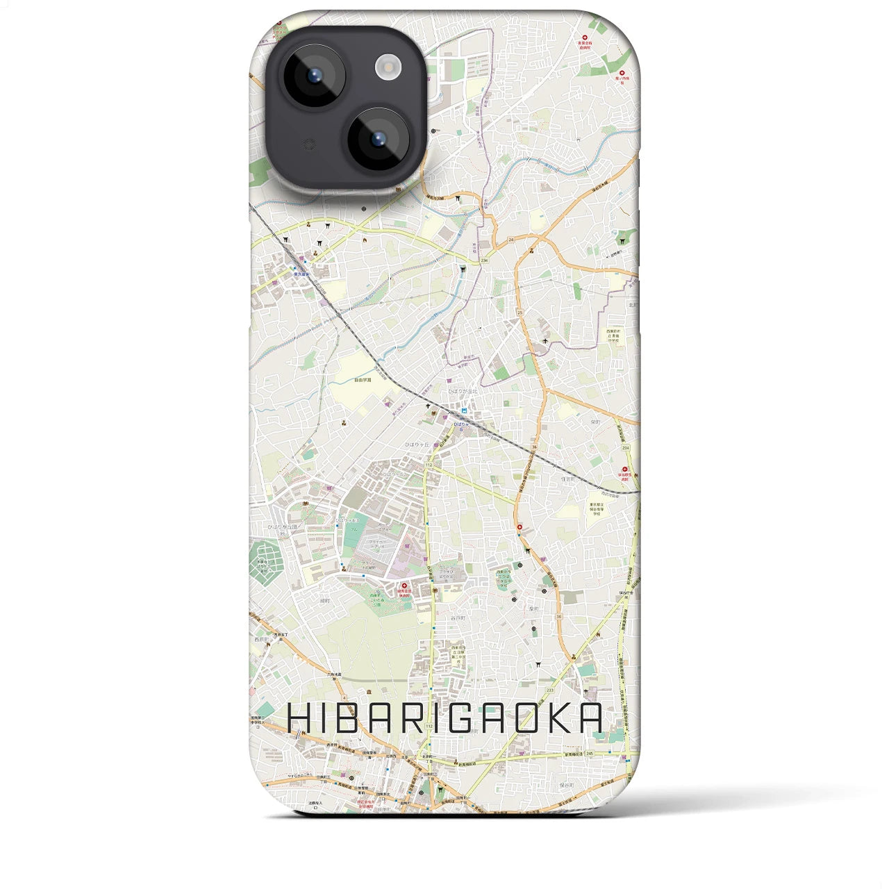 【ひばりヶ丘(東京都)】地図柄iPhoneケース(バックカバータイプ)