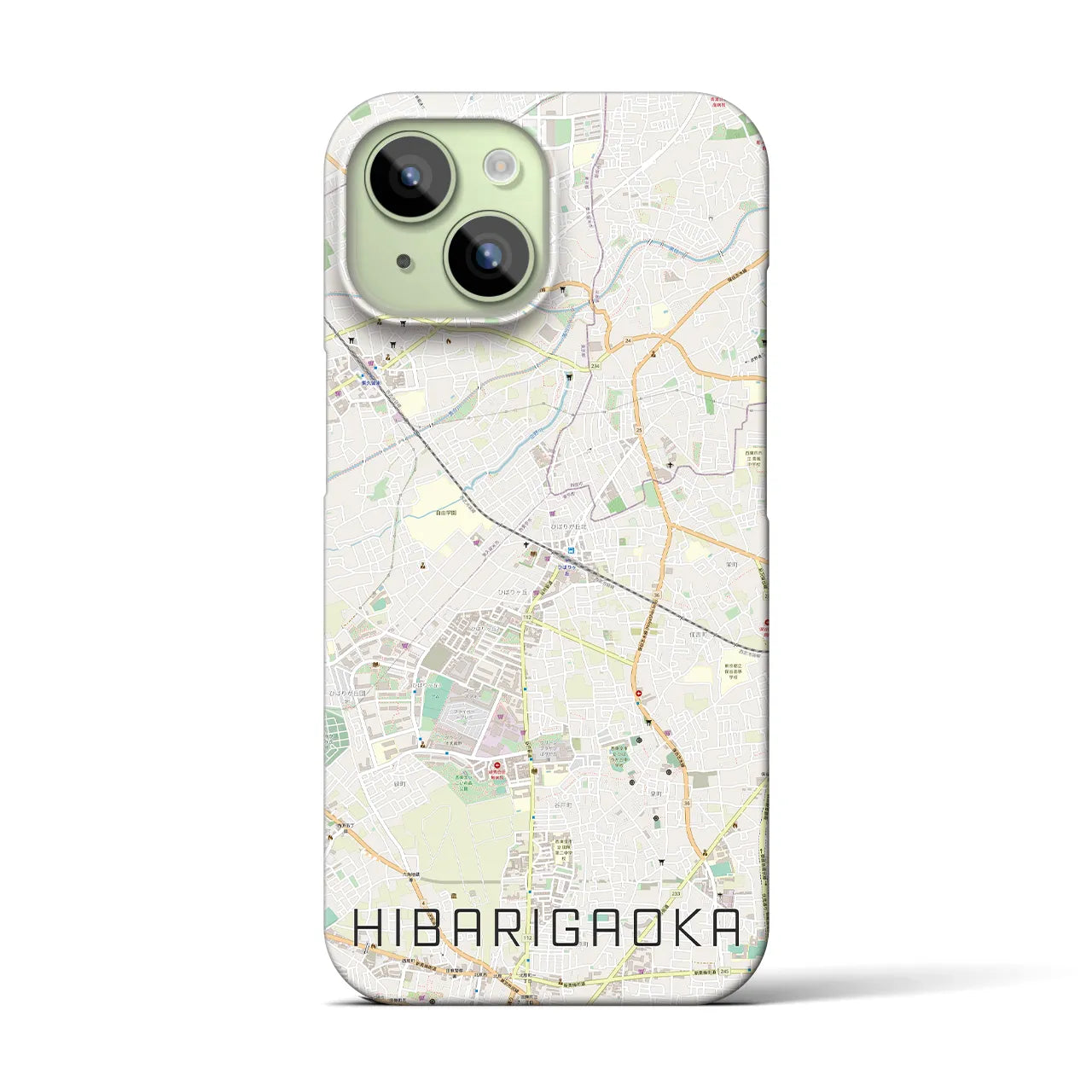 【ひばりヶ丘(東京都)】地図柄iPhoneケース(バックカバータイプ)