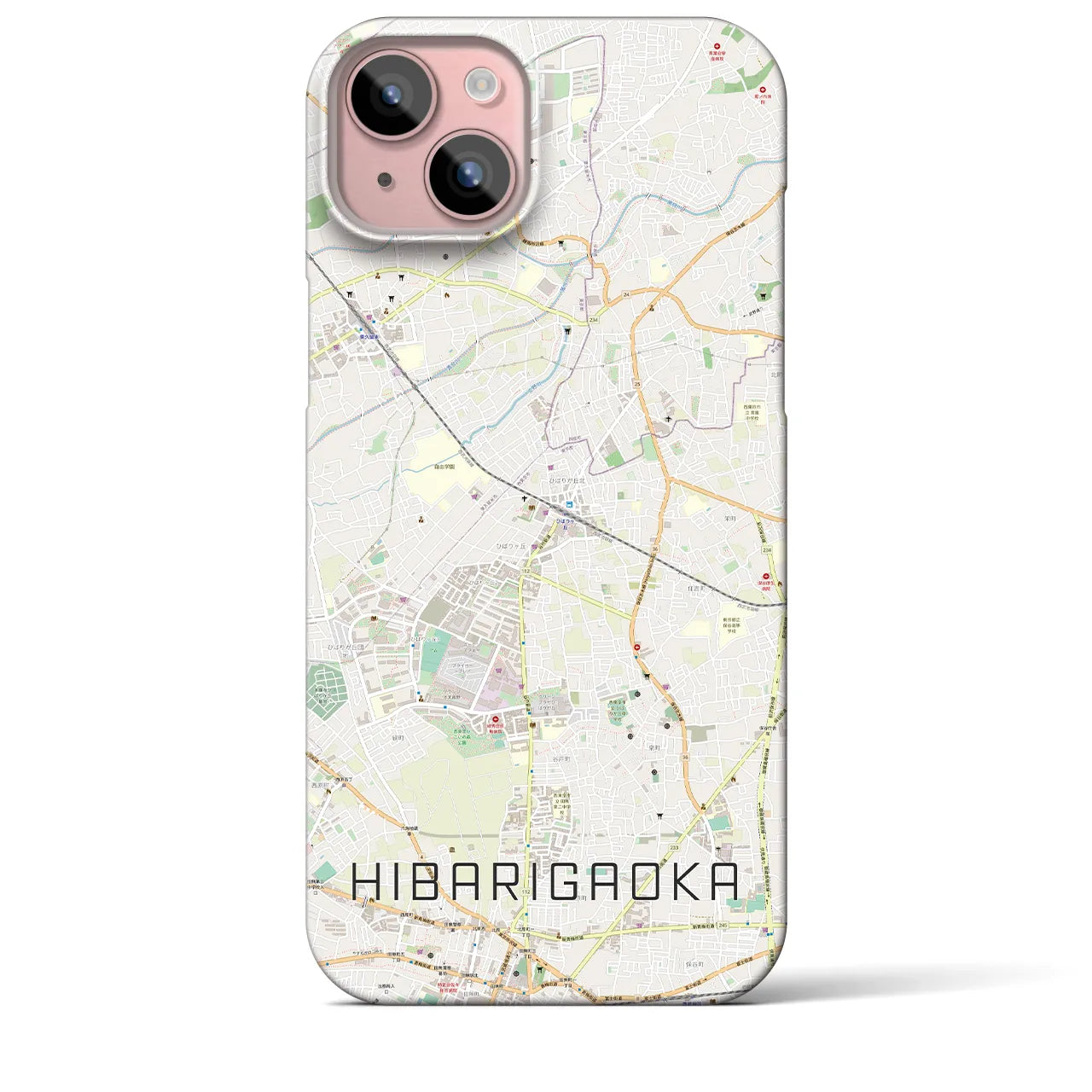 【ひばりヶ丘(東京都)】地図柄iPhoneケース(バックカバータイプ)