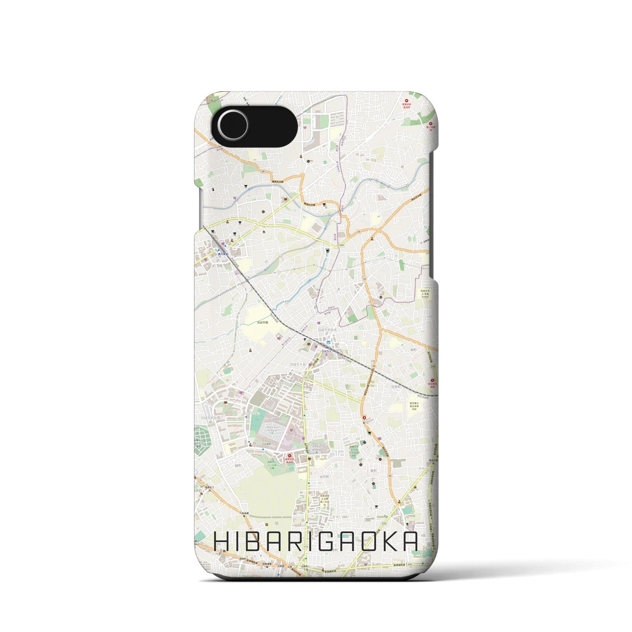 【ひばりヶ丘(東京都)】地図柄iPhoneケース(バックカバータイプ)