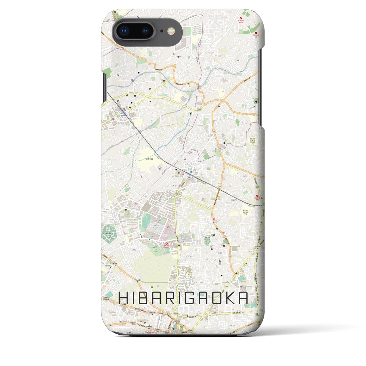 【ひばりヶ丘(東京都)】地図柄iPhoneケース(バックカバータイプ)