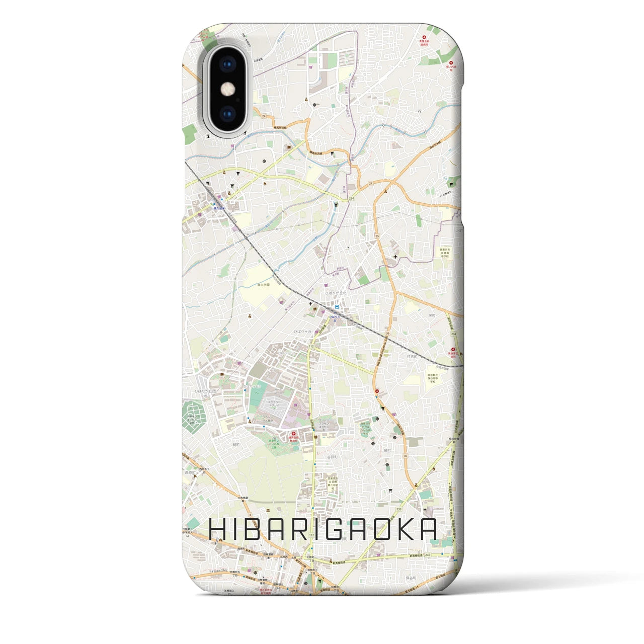 【ひばりヶ丘(東京都)】地図柄iPhoneケース(バックカバータイプ)