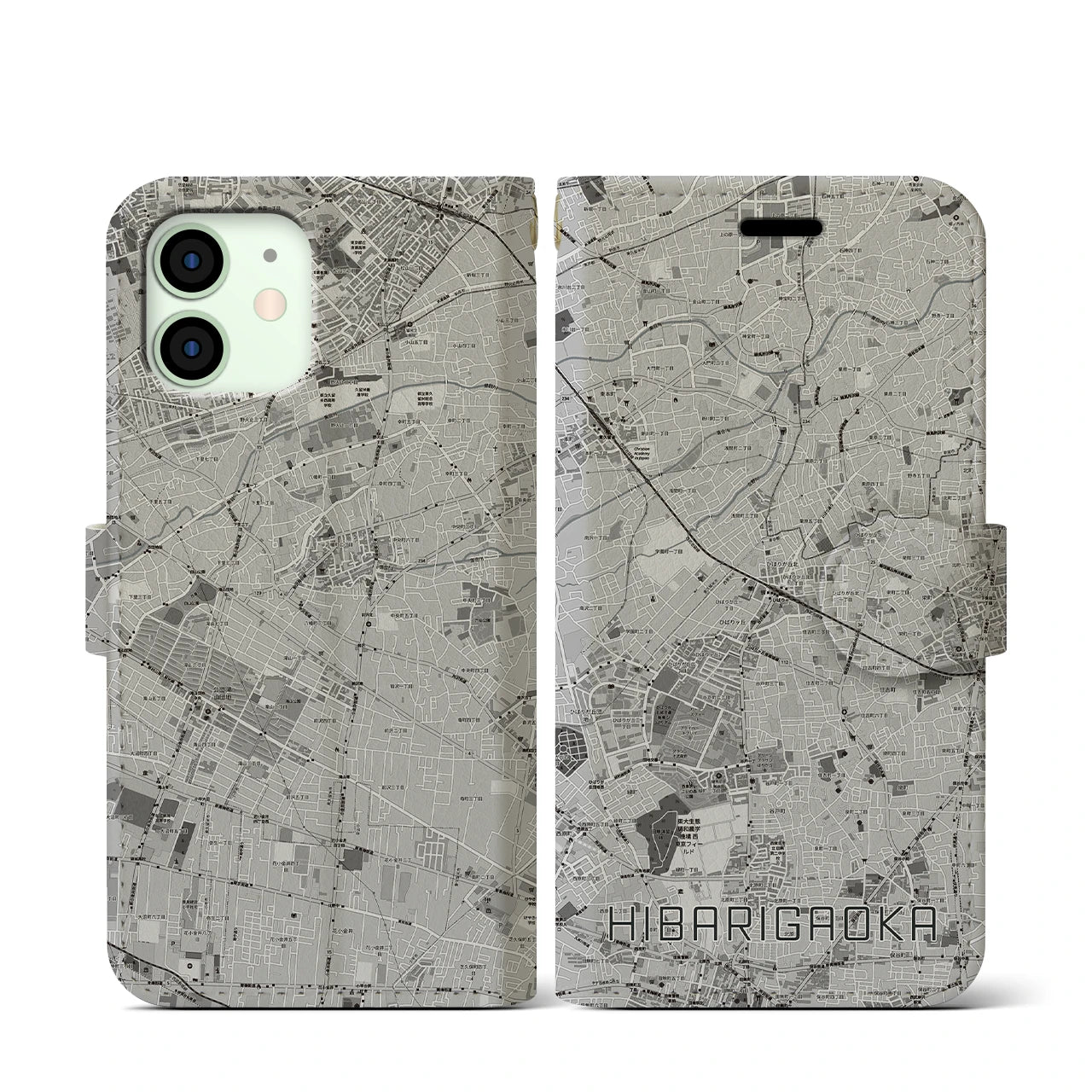 【ひばりヶ丘(東京都)】地図柄iPhoneケース(手帳タイプ)