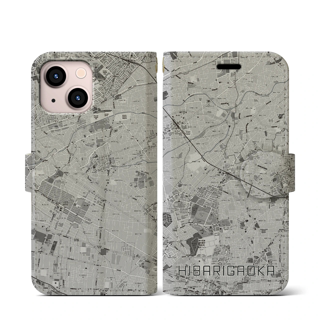【ひばりヶ丘(東京都)】地図柄iPhoneケース(手帳タイプ)