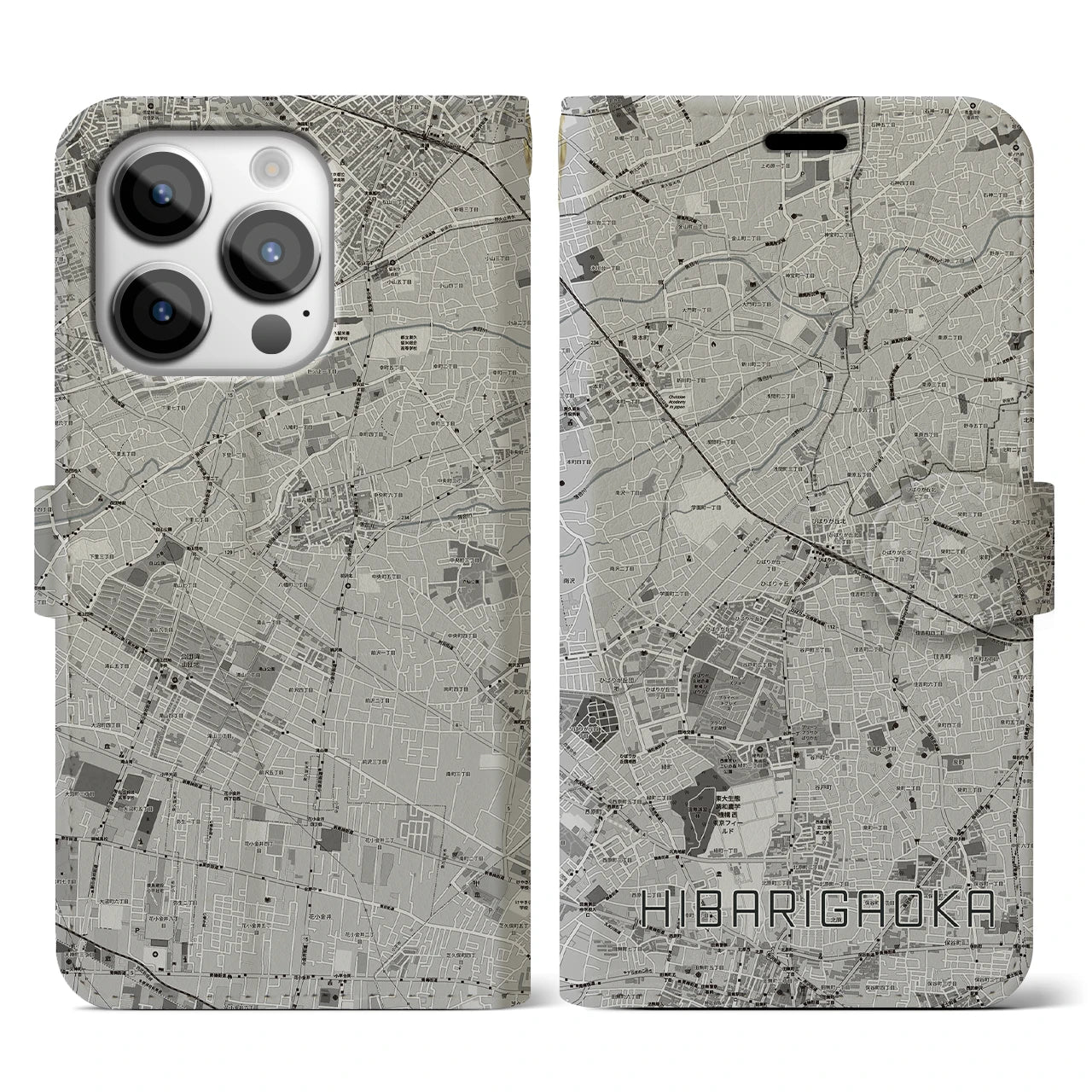 【ひばりヶ丘(東京都)】地図柄iPhoneケース(手帳タイプ)