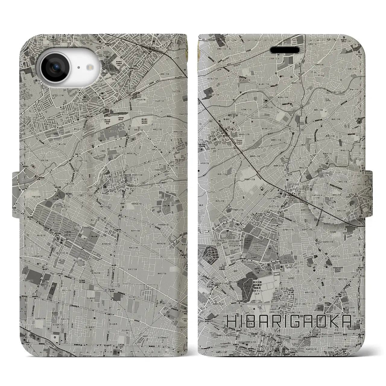 【ひばりヶ丘(東京都)】地図柄iPhoneケース(手帳タイプ)