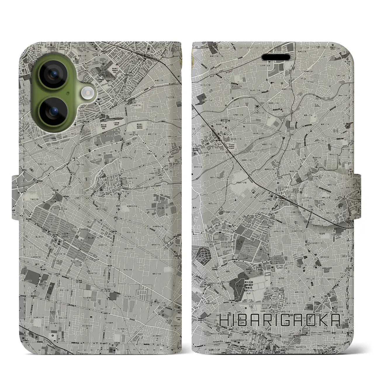 【ひばりヶ丘(東京都)】地図柄iPhoneケース(手帳タイプ)