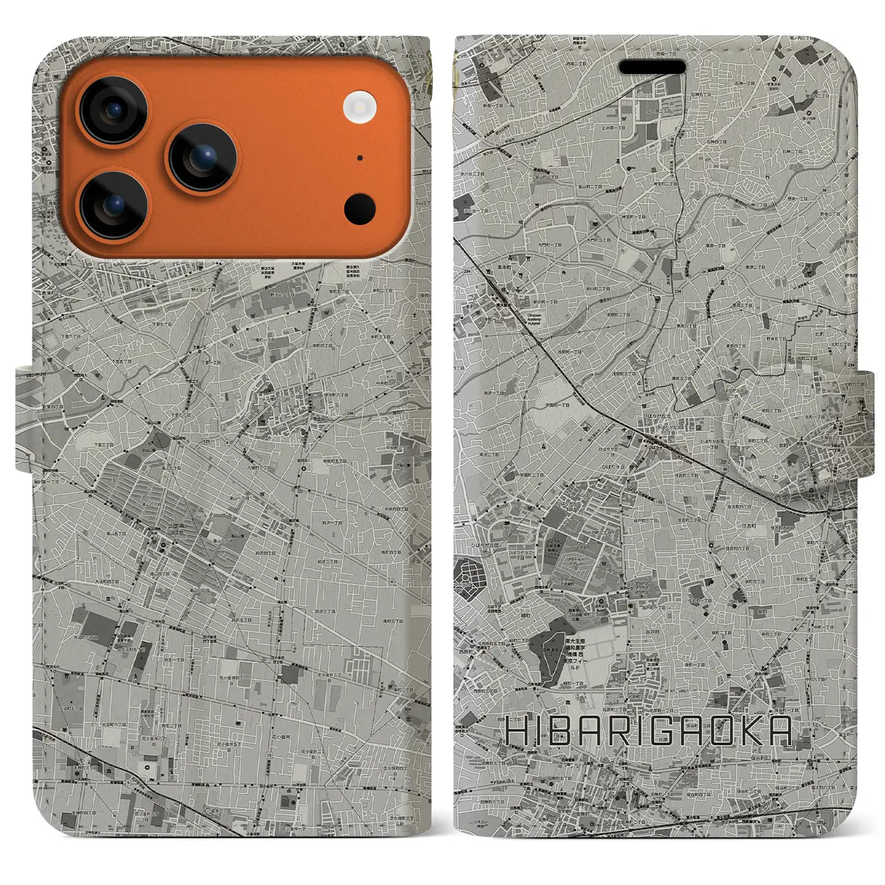 【ひばりヶ丘(東京都)】地図柄iPhoneケース(手帳タイプ)