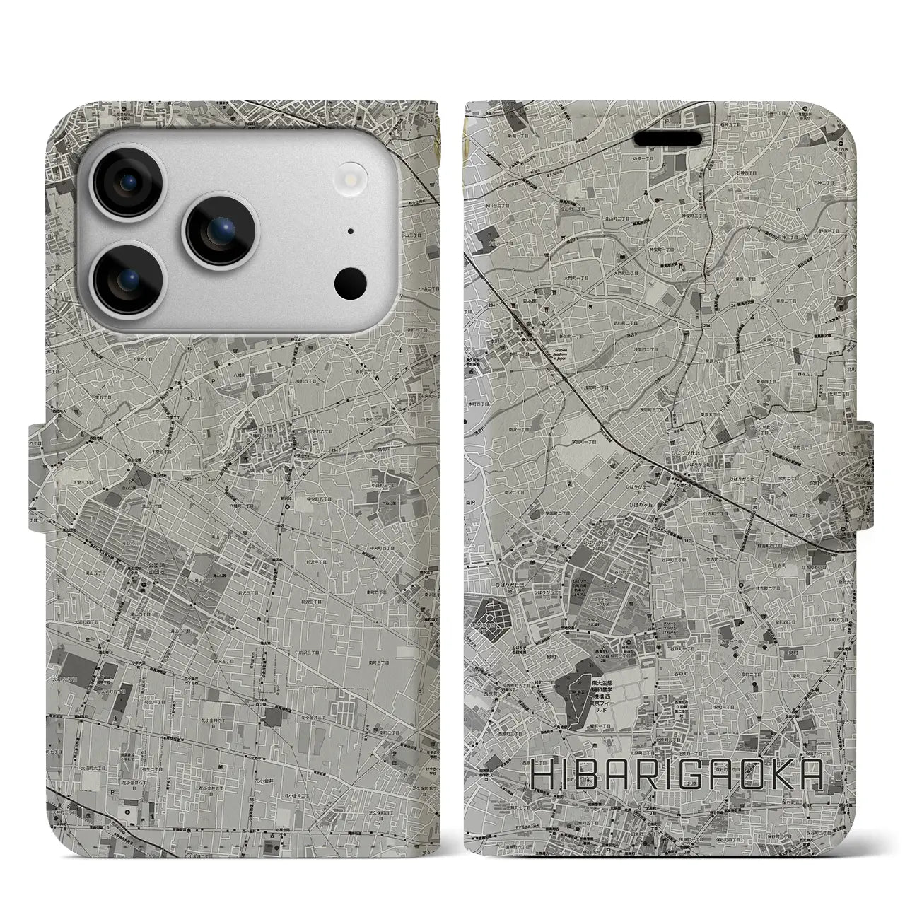 【ひばりヶ丘(東京都)】地図柄iPhoneケース(手帳タイプ)