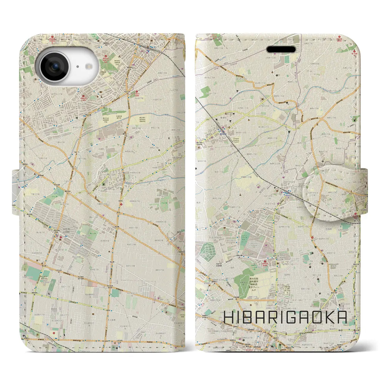 【ひばりヶ丘(東京都)】地図柄iPhoneケース(手帳タイプ)