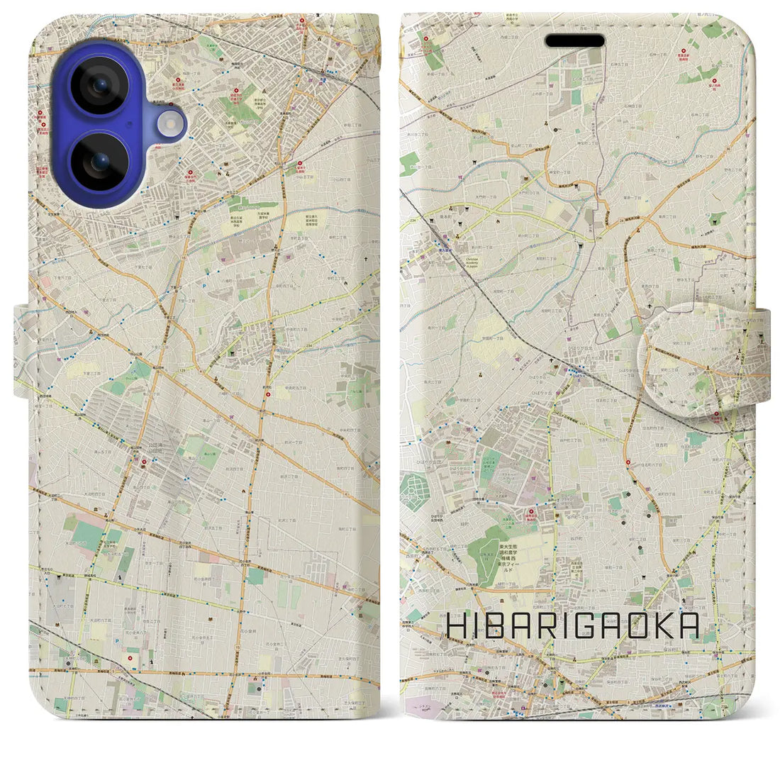 【ひばりヶ丘(東京都)】地図柄iPhoneケース(手帳タイプ)ナチュラル・iPhone 16 Pro Max 用