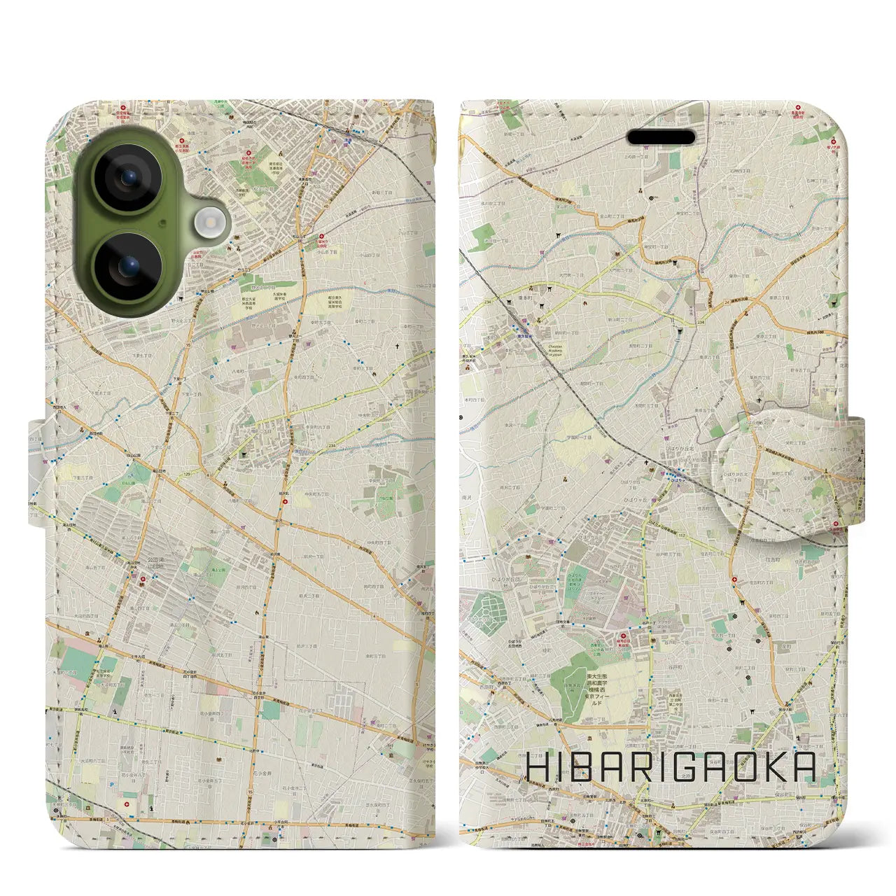 【ひばりヶ丘(東京都)】地図柄iPhoneケース(手帳タイプ)