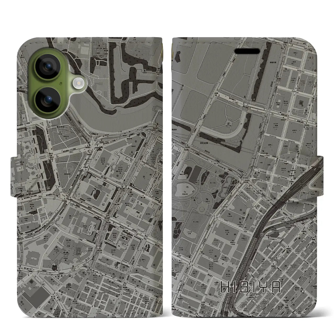 【日比谷(東京都)】地図柄iPhoneケース(手帳タイプ)