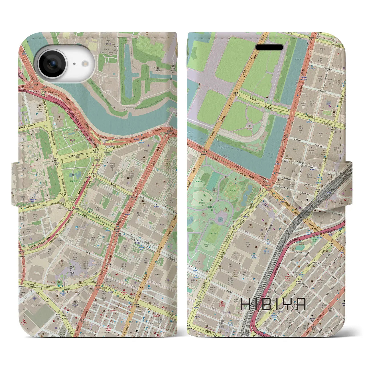 【日比谷(東京都)】地図柄iPhoneケース(手帳タイプ)