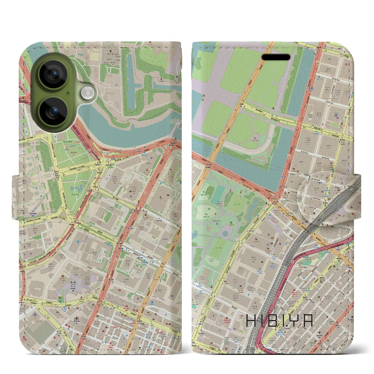 【日比谷(東京都)】地図柄iPhoneケース(手帳タイプ)