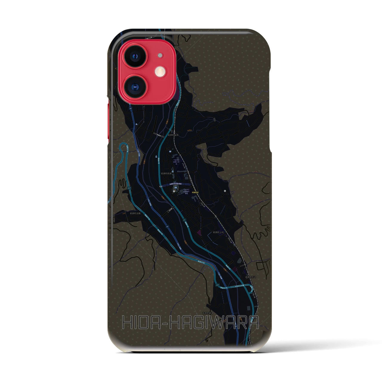 【飛騨萩原(岐阜県)】地図柄iPhoneケース(バックカバータイプ)