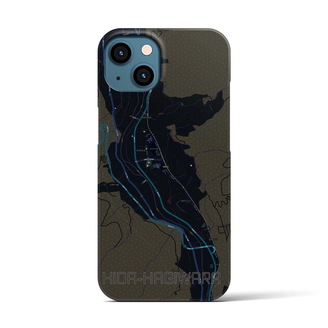 【飛騨萩原(岐阜県)】地図柄iPhoneケース(バックカバータイプ)