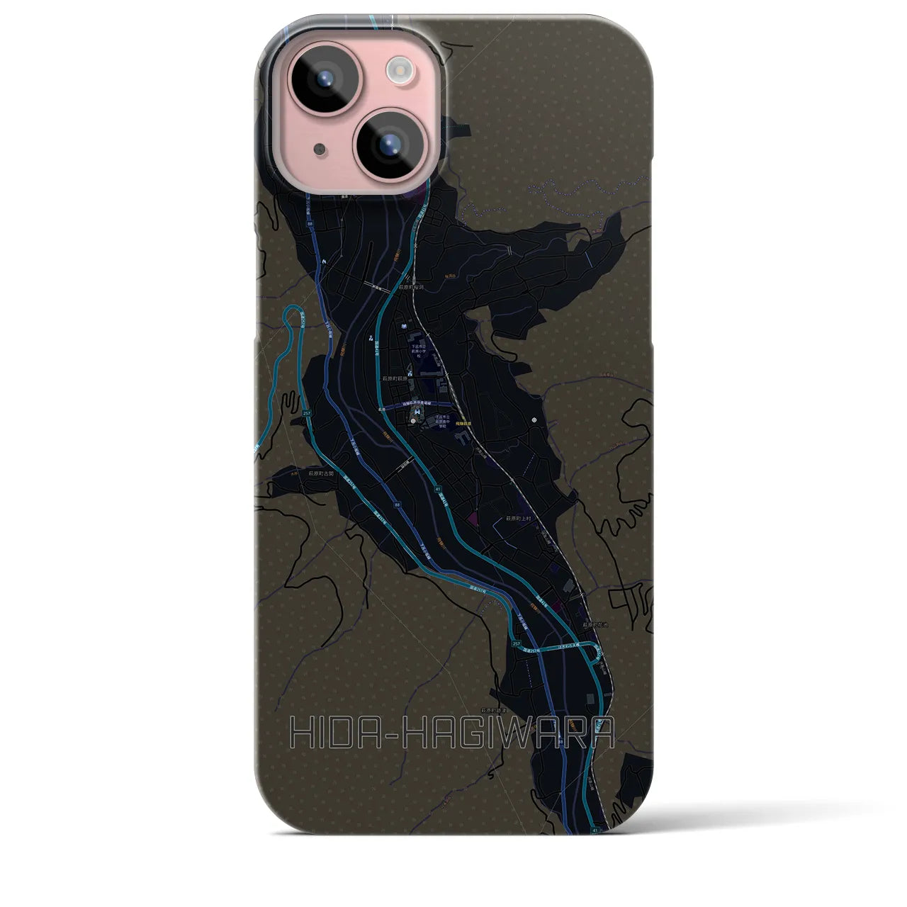 【飛騨萩原(岐阜県)】地図柄iPhoneケース(バックカバータイプ)