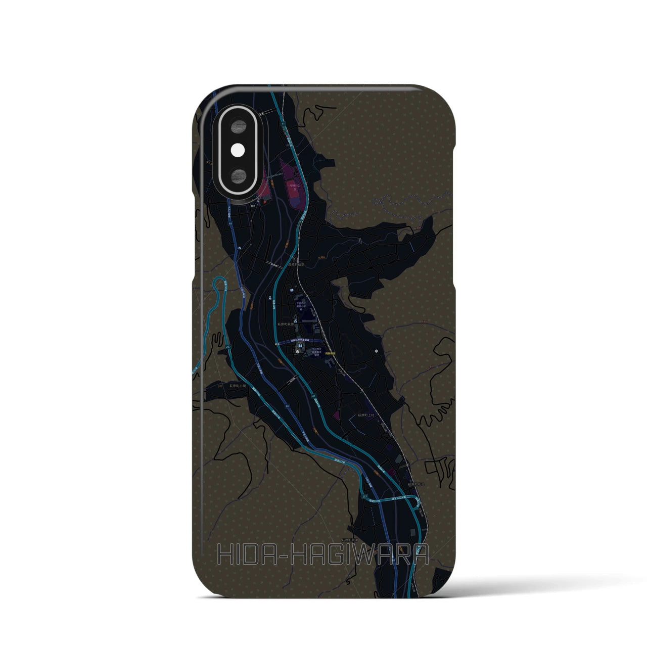 【飛騨萩原(岐阜県)】地図柄iPhoneケース(バックカバータイプ)