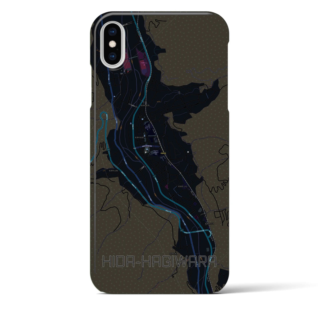 【飛騨萩原(岐阜県)】地図柄iPhoneケース(バックカバータイプ)