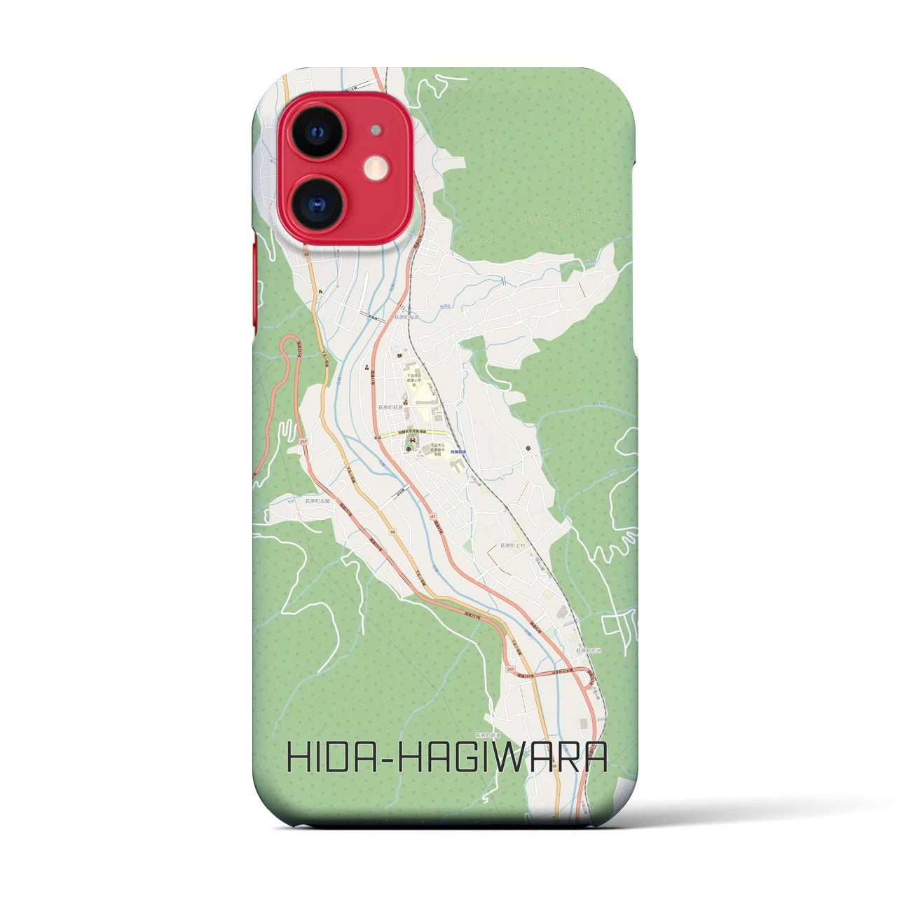 【飛騨萩原(岐阜県)】地図柄iPhoneケース(バックカバータイプ)