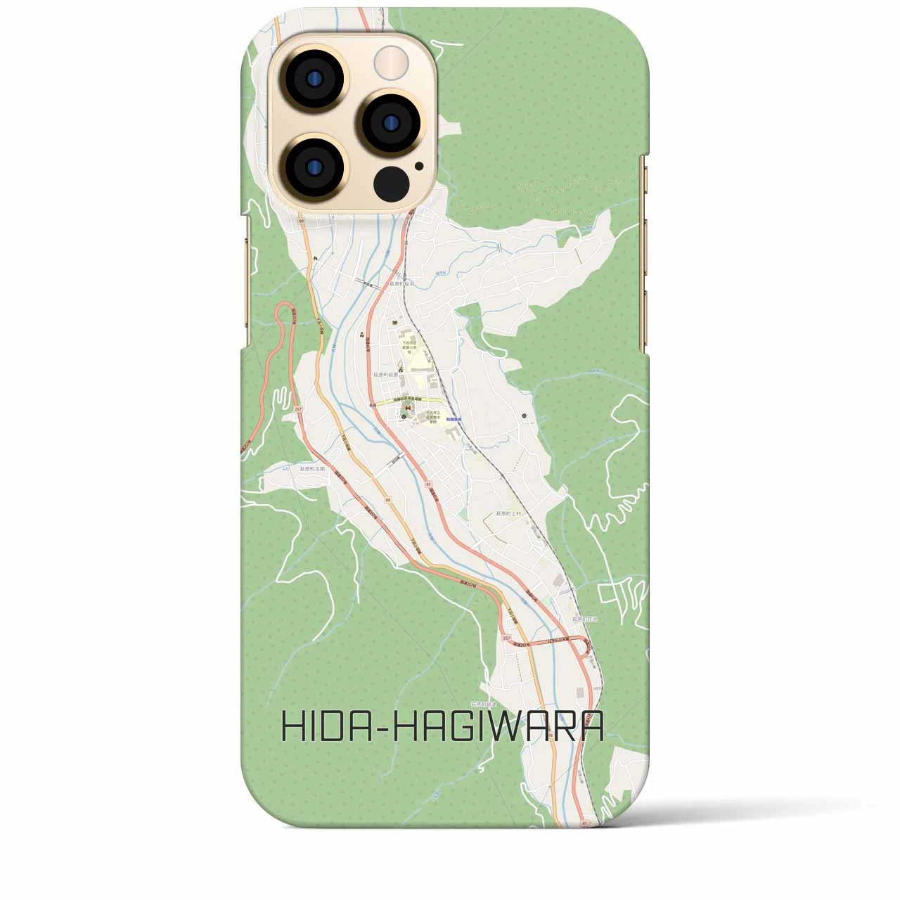 【飛騨萩原(岐阜県)】地図柄iPhoneケース(バックカバータイプ)