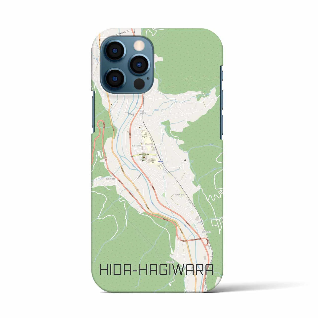 【飛騨萩原(岐阜県)】地図柄iPhoneケース(バックカバータイプ)