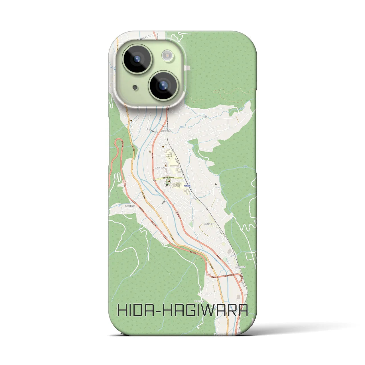 【飛騨萩原(岐阜県)】地図柄iPhoneケース(バックカバータイプ)