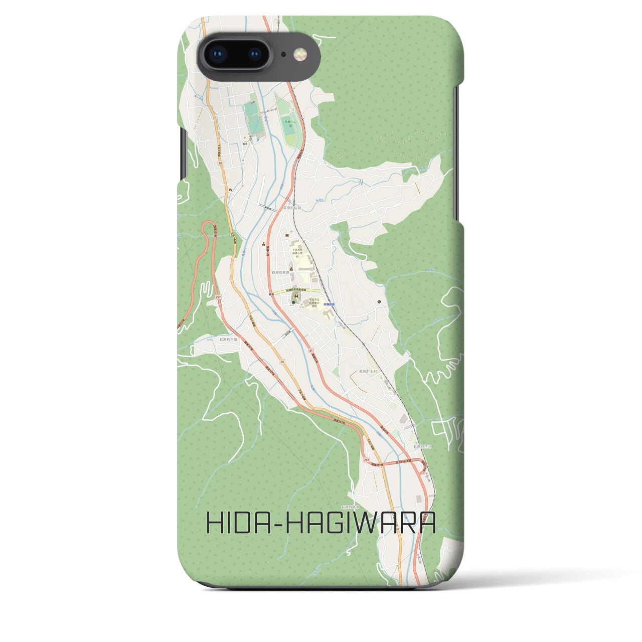 【飛騨萩原(岐阜県)】地図柄iPhoneケース(バックカバータイプ)