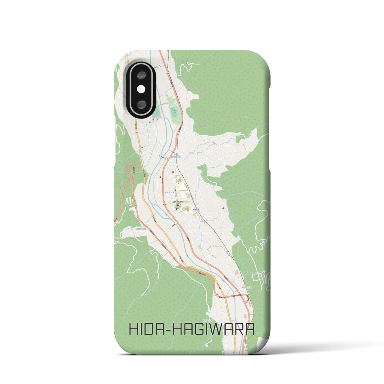 【飛騨萩原(岐阜県)】地図柄iPhoneケース(バックカバータイプ)