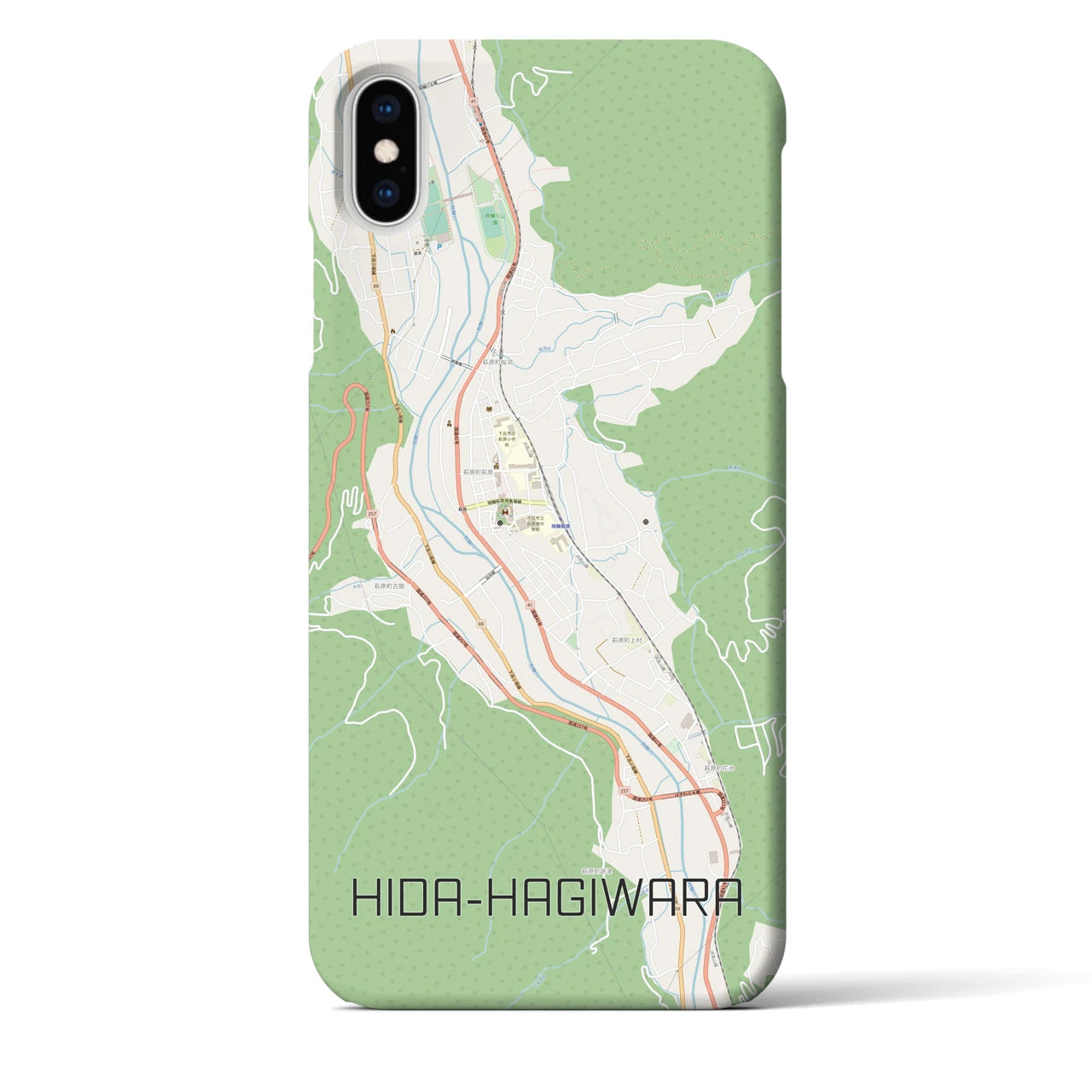 【飛騨萩原(岐阜県)】地図柄iPhoneケース(バックカバータイプ)